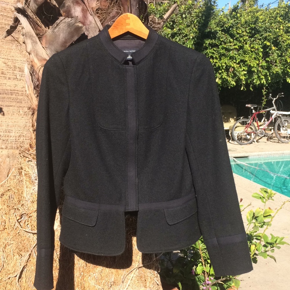 Black/Navy blue 100% Wool Coat by Banana Republic